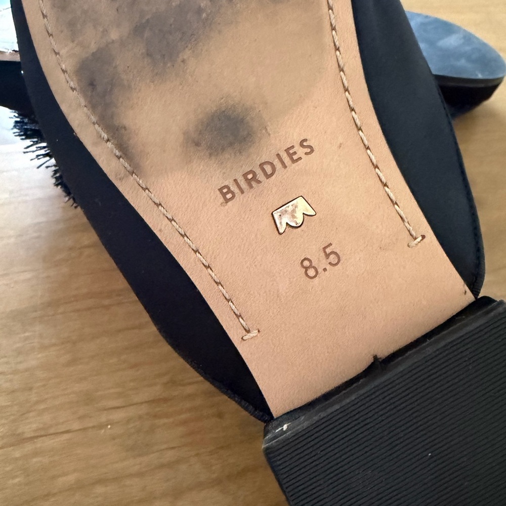 Birdies Dove Satin Mule in Black Satin Pom Women’s Size 8.5 - Picture 6 of 7